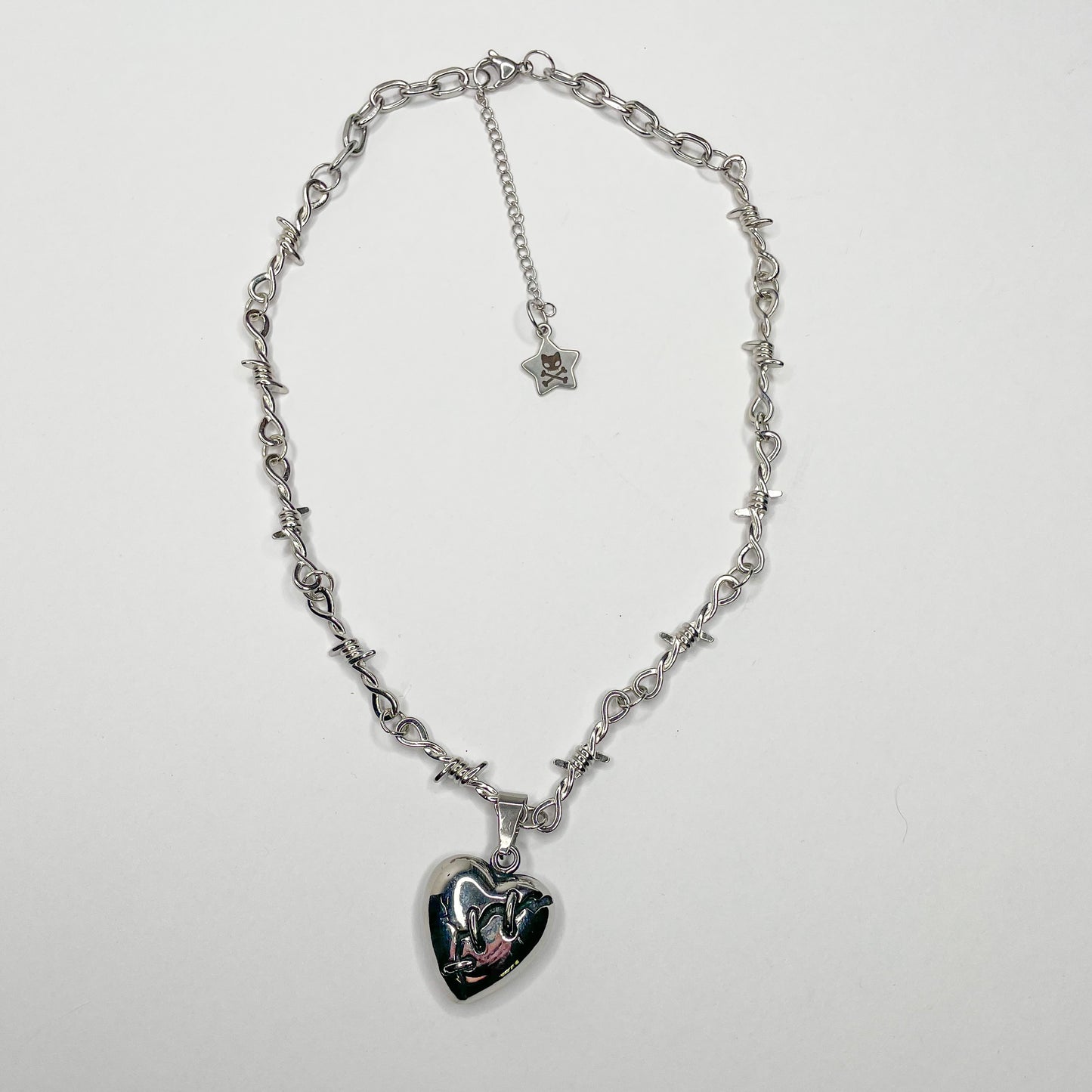 Mended Heart Barbed Wire Chain Necklace