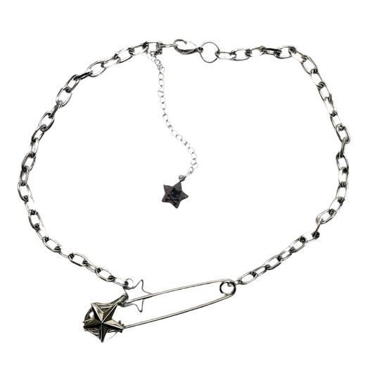 Barely Holding It Together Star Safety Pin Necklace