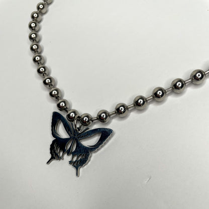 Skull Butterfly Ball Chain Necklace