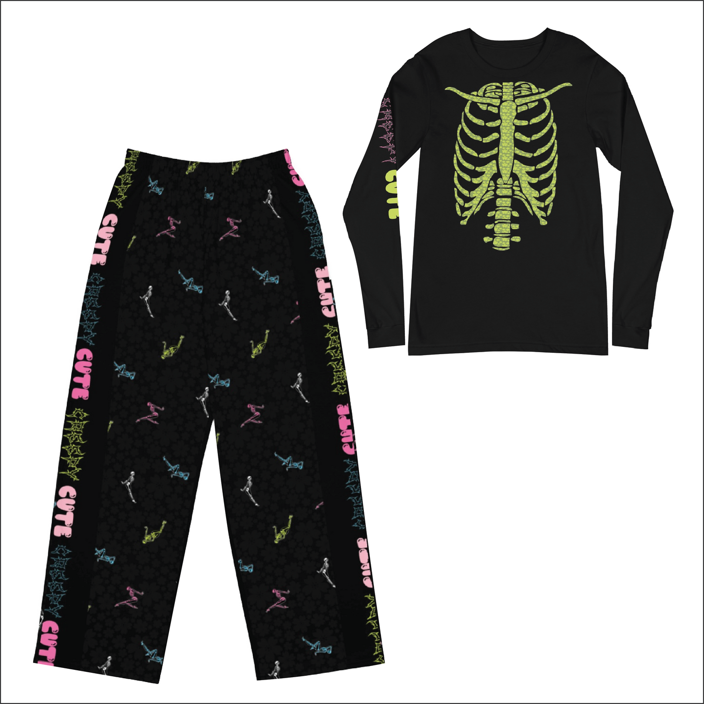 Creepy Cute Long Sleeve Pajama Set — Lime