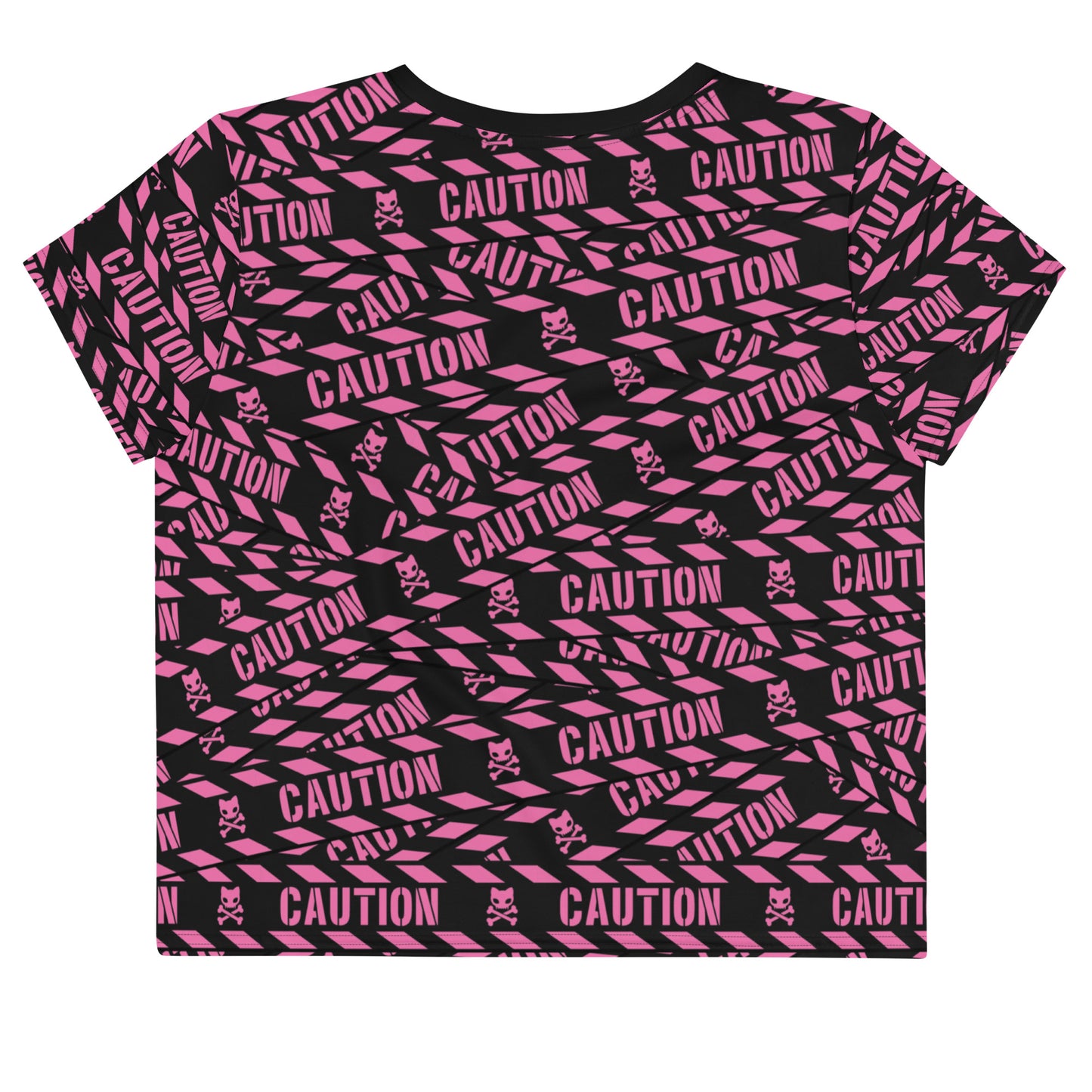 Caution Tape Crop Tee -- Hot Pink