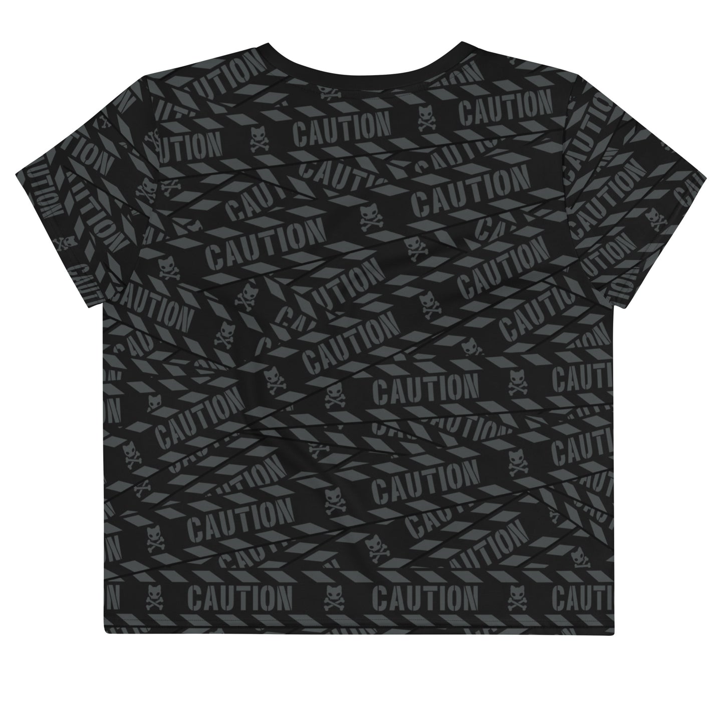 Caution Tape Crop Tee -- Charcoal