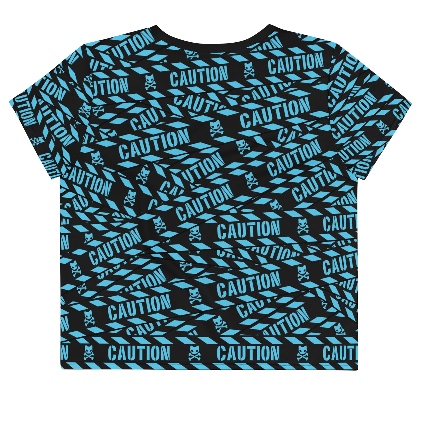 Caution Tape Crop Tee -- Aqua