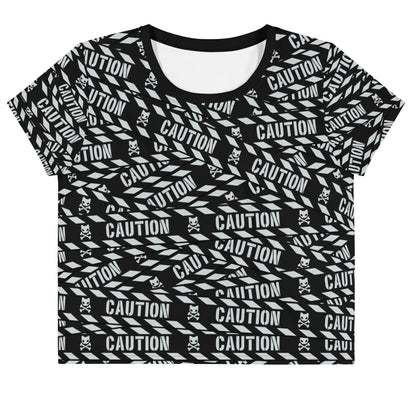 Caution Tape Crop Tee -- Light Pink