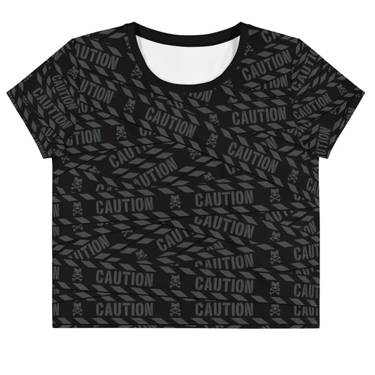 Caution Tape Crop Tee -- Charcoal