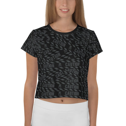 Caution Tape Crop Tee -- Charcoal