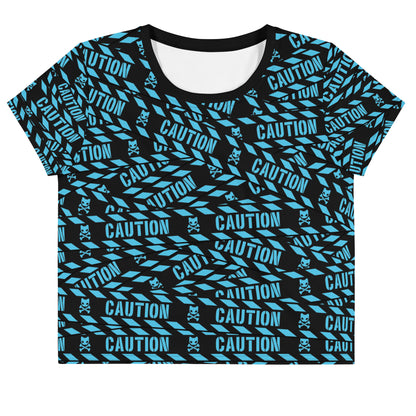 Caution Tape Crop Tee -- Aqua