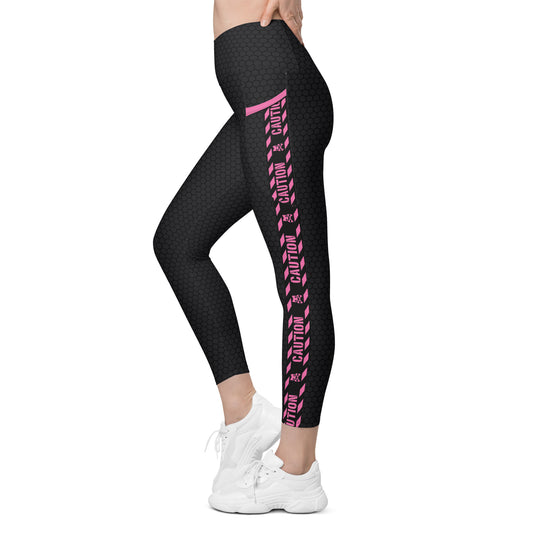 Caution Tape Fitness Leggings with Pockets