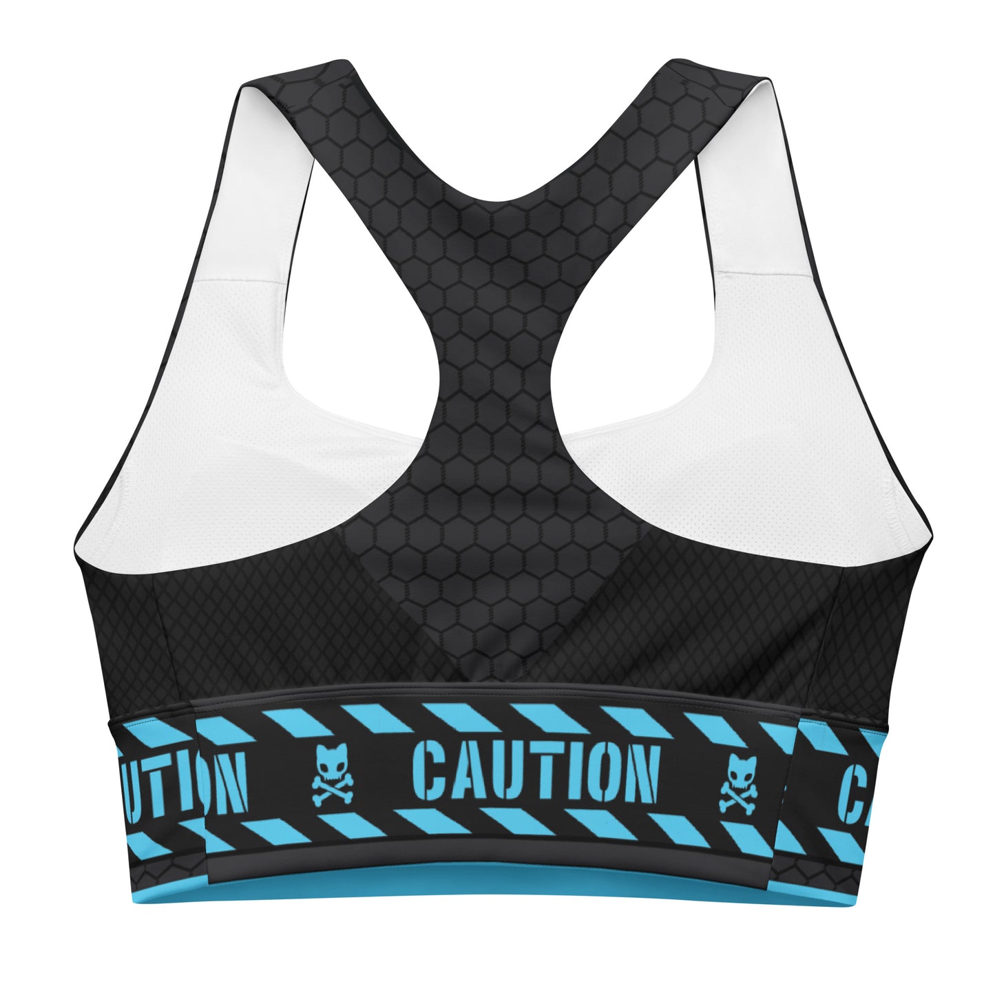 Caution Tape Sports Bra -- Aqua