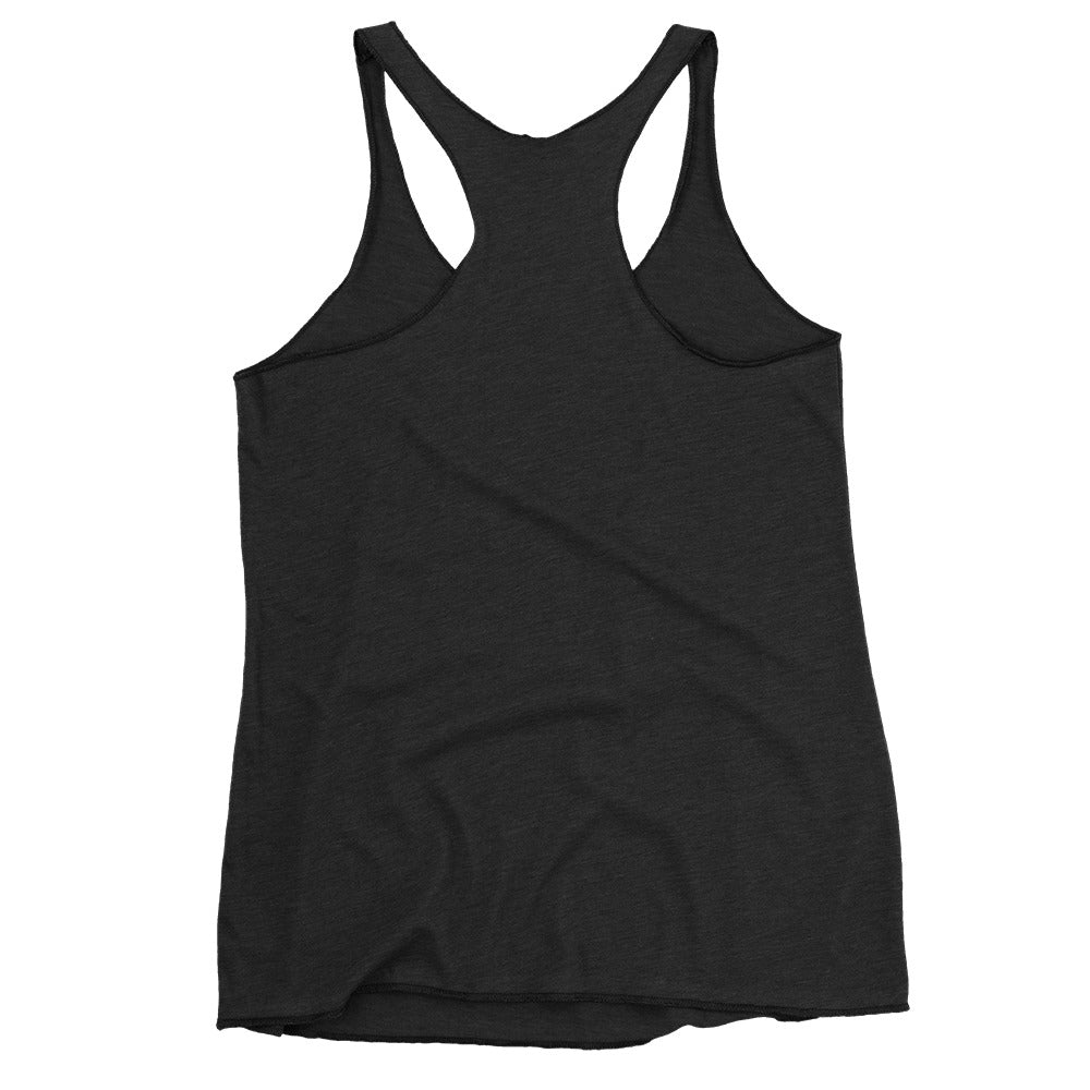 Back view of black racerback tank top 